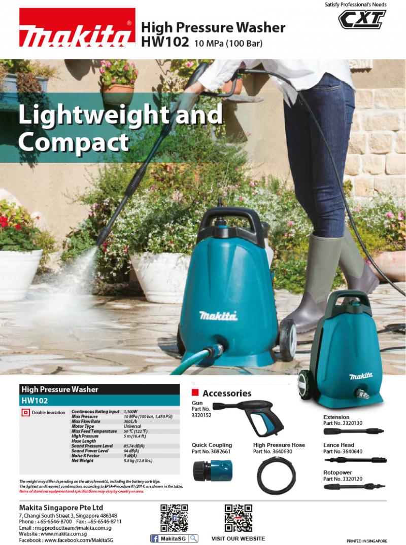 Makita HW102 High Pressure Washer 100bar
