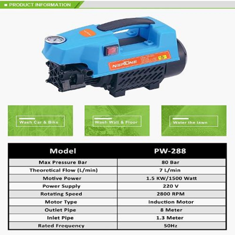1500W 80 bar Pressure Washer Pump, PW-288 (Used in Dairy/Garages/Floor Cleaning)