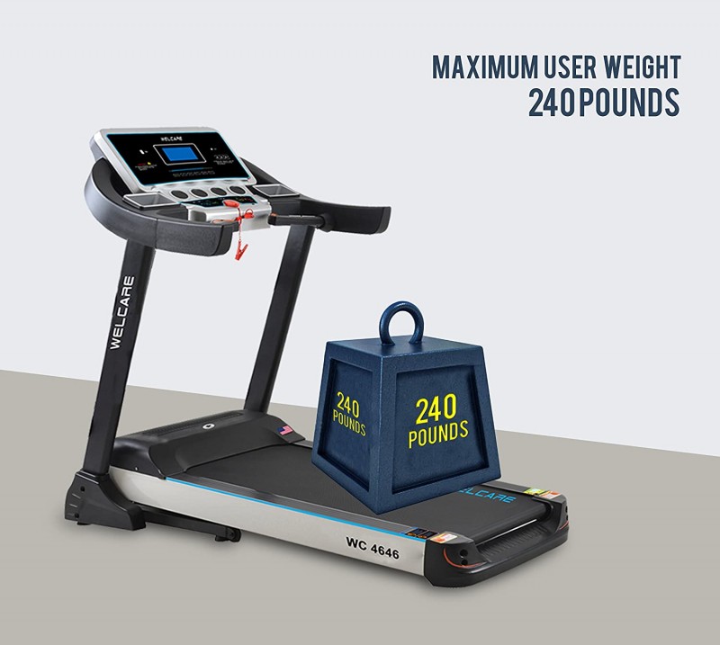 Welcare Wc4646 Motorized and Cushioned Treadmill 2Hp (4Hp Peak) Powerful Dc Motor 15 Level Incline