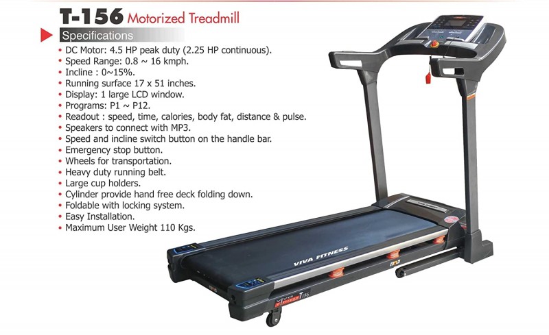 Viva Fitness T 156 DC Motorized Treadmill Machine