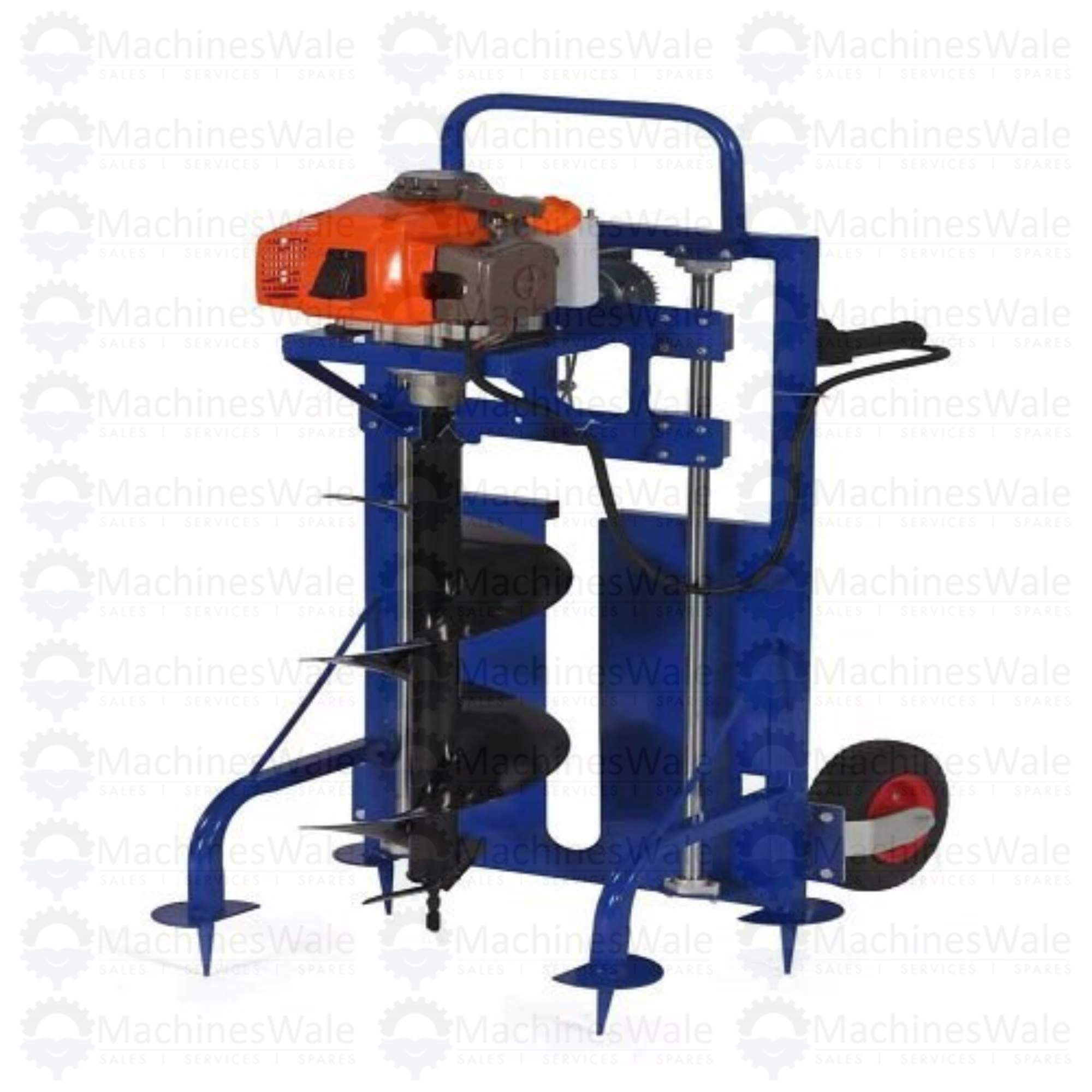 REALLY 63cc Trolley Stand Petrol Earth Auger with Wheels